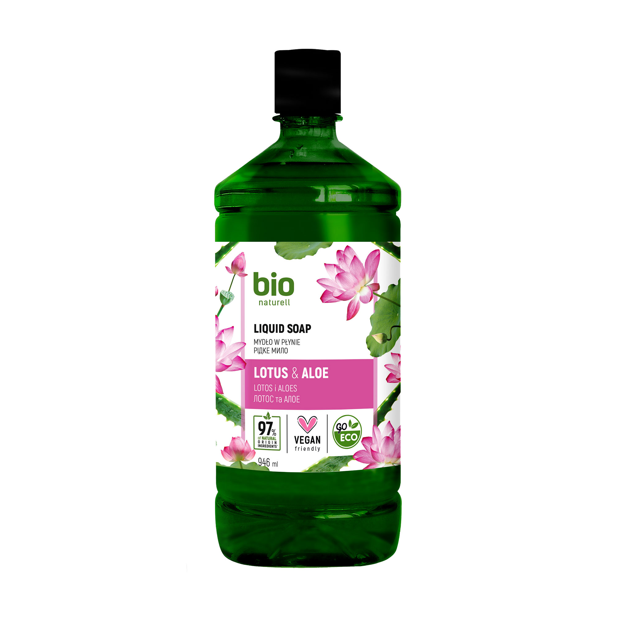 Рідке мило Bio Naturell Лотос та алое, без дозатора, 946 мл
